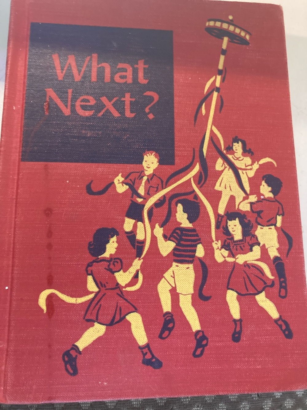 Vintage 'What Next?' 1947 children’s book fair condition junk journal ephemera